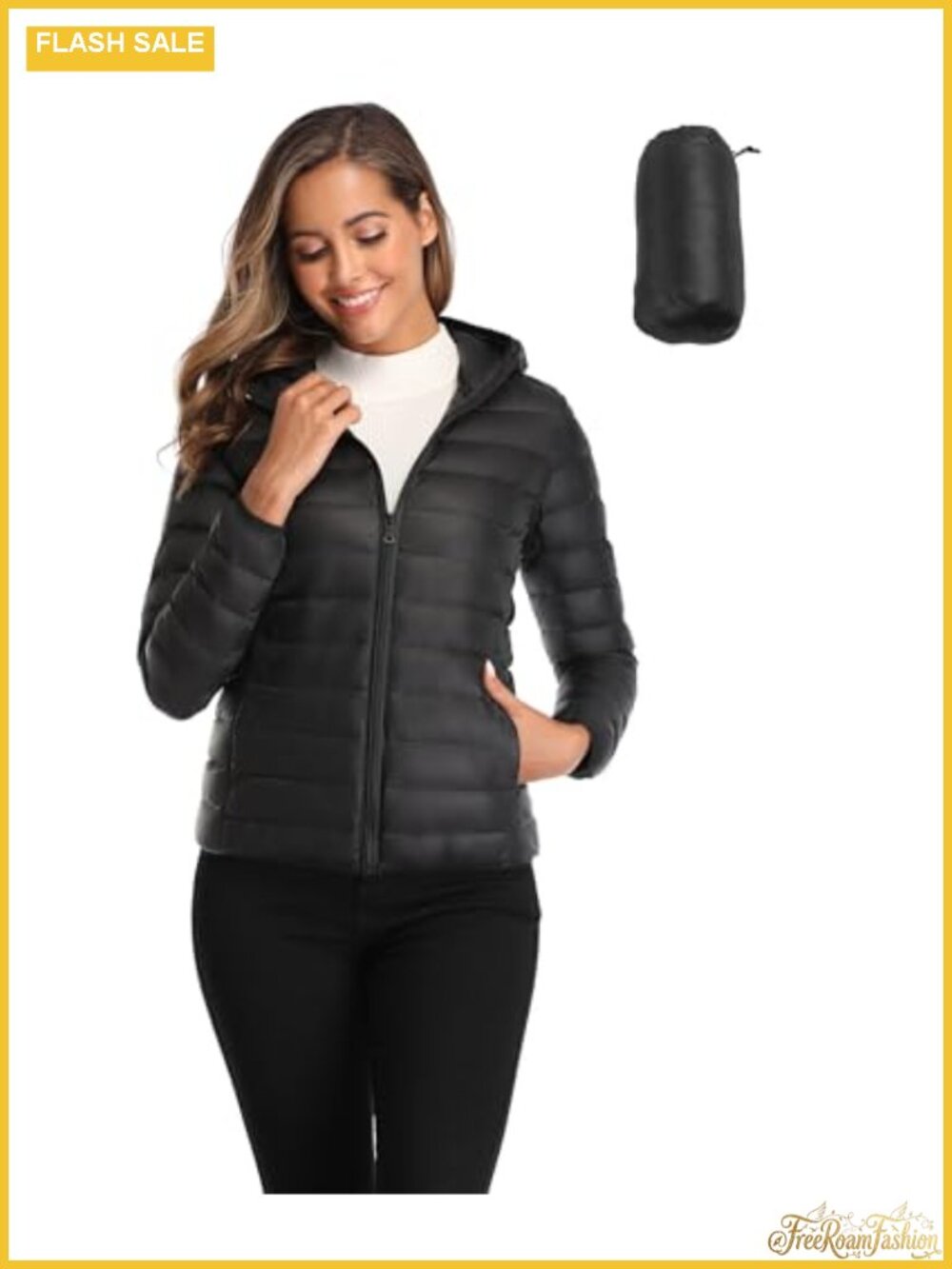 Packable Down Puffer Jacket Hooded Lightweight Winter Coat